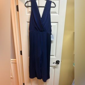 Navy Pleated Jumpsuit